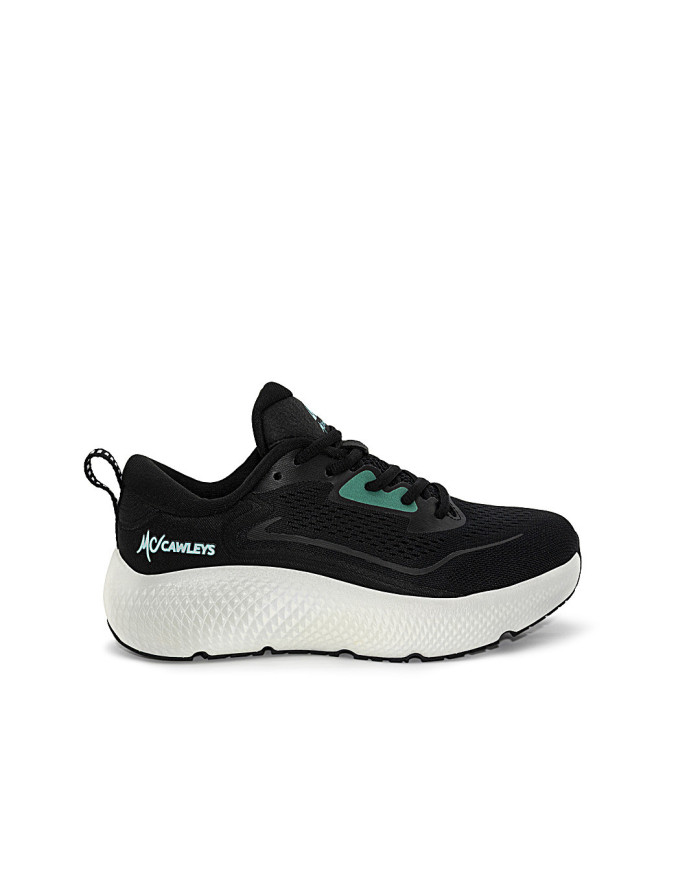Tenis Angel Negro Blanco Verde Mujer McCawleys - Vista lateral